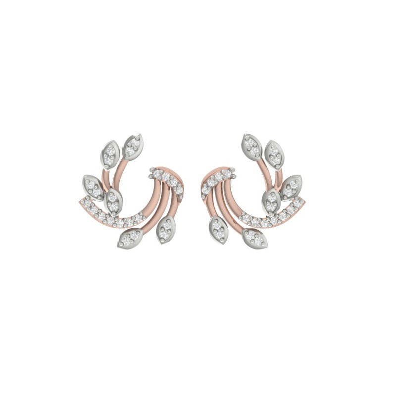 CHANDBALI STUDS WITH TOUCH OF LEAF & TRUNK 